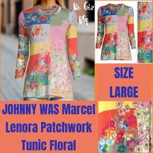 🆕 Johnny Was Marcel Lenora Patchwork Tunic Floral Motif Pink & Yellow Size Large